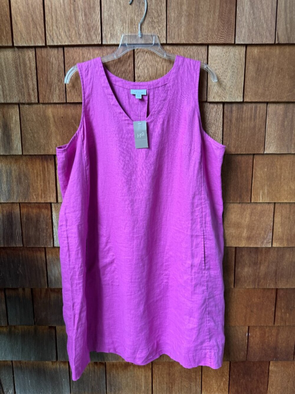 NWT J. Jill Magenta Easy Linen A-Line Sleeveless Dress in Women's Large